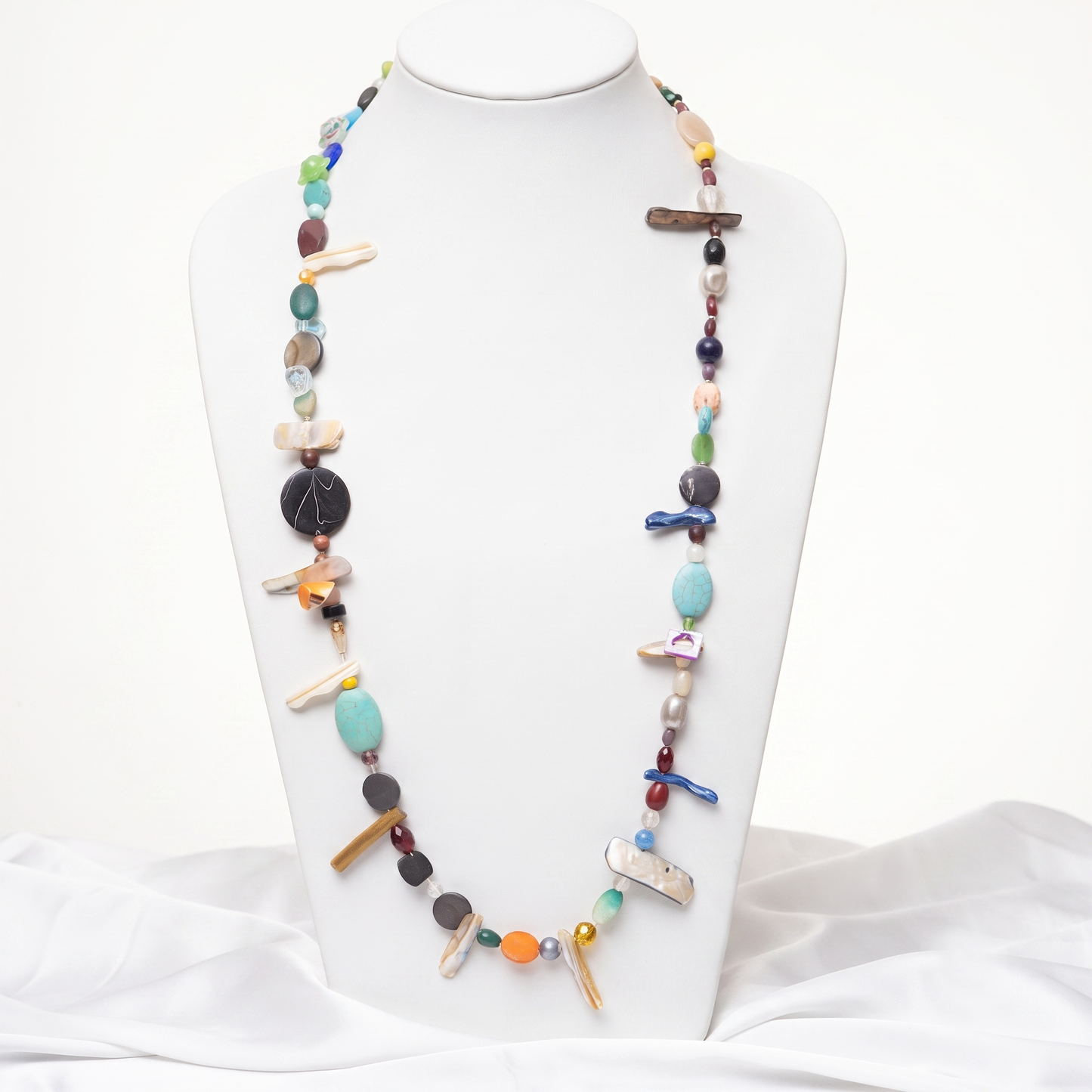 Gemstones N Sea Shell Long Maala