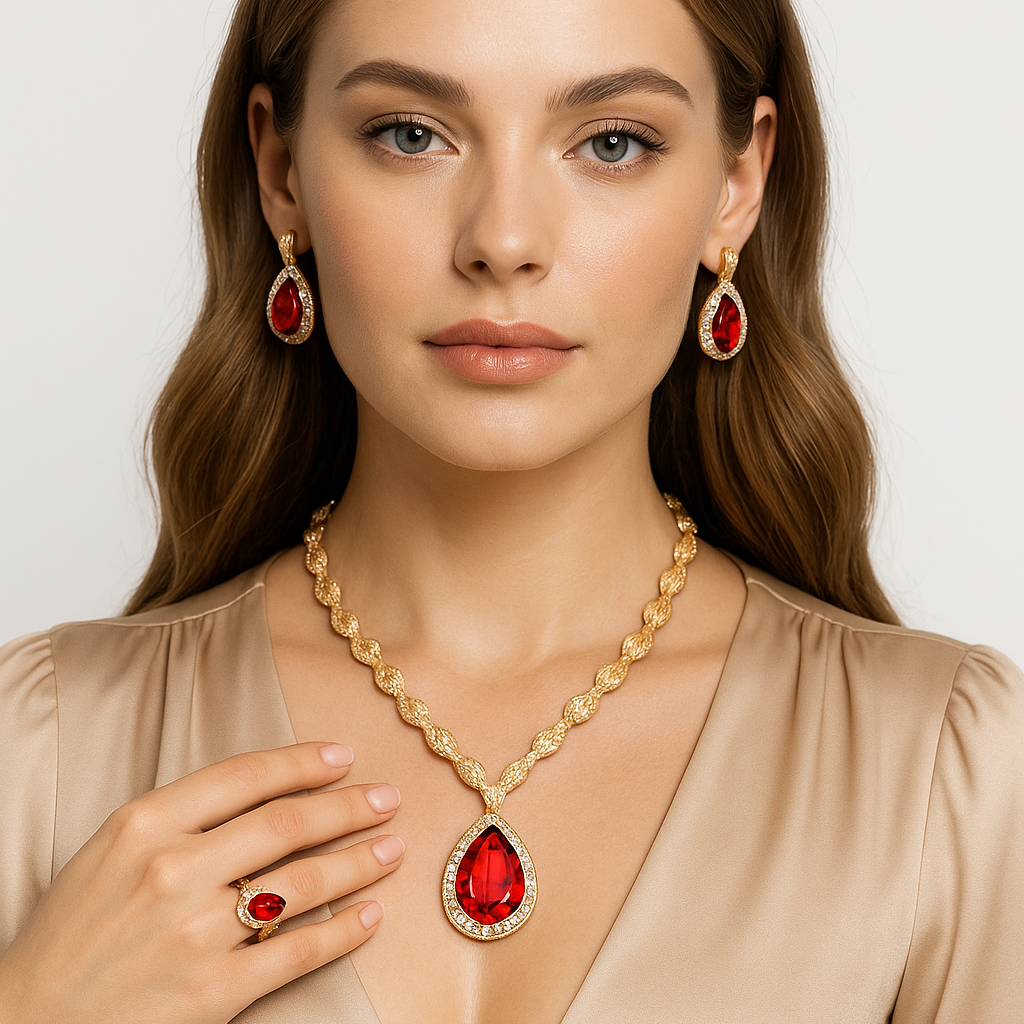 Red Crystals Necklace Set