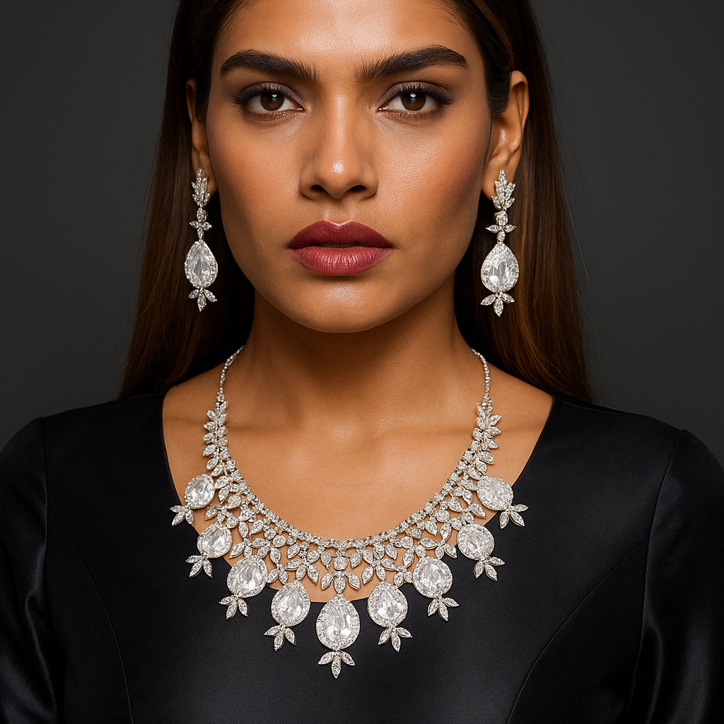 Crystals Crown Necklace Set