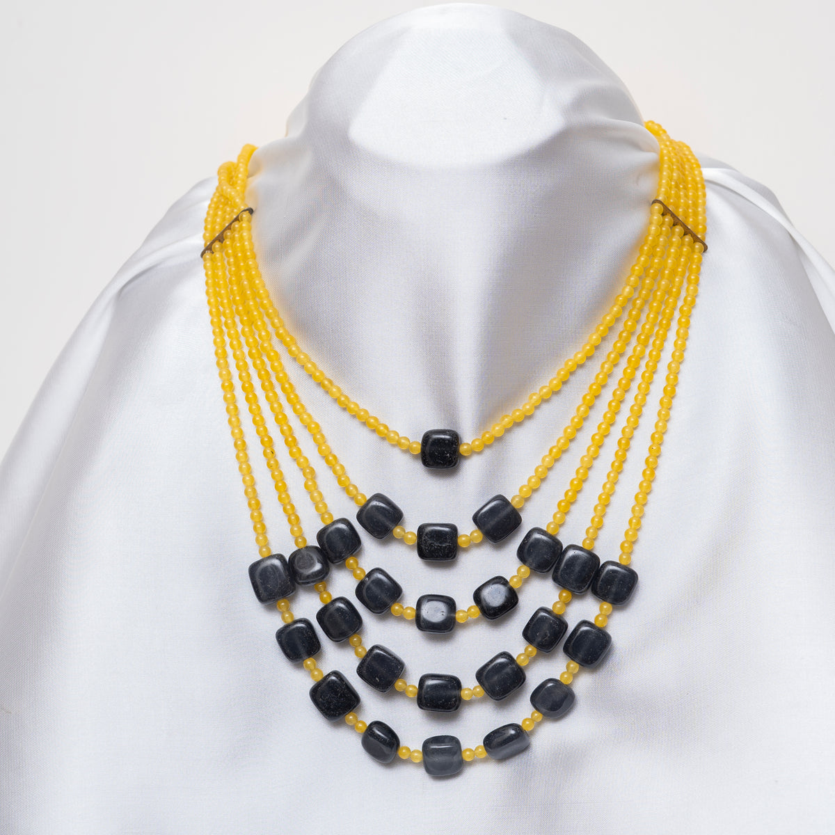Black Onyx & Yellow Agate Stones Necklace
