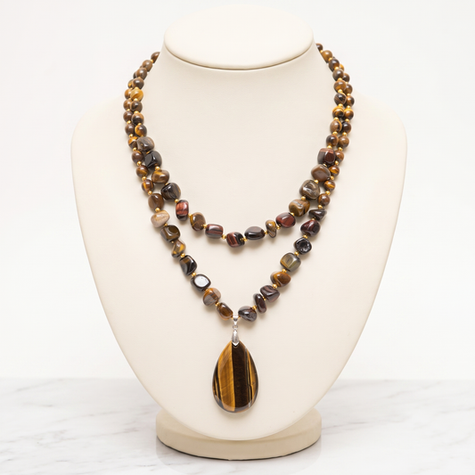 Double Layered Tiger Eye Stones Necklace