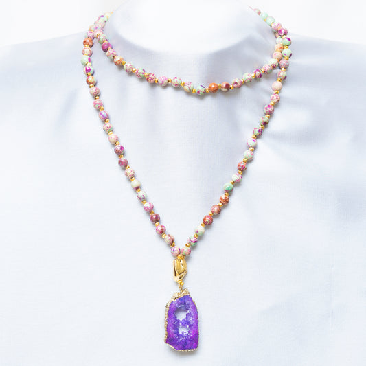 Precious Stone N Pearl Maala